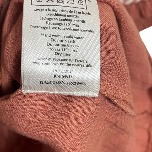 Sezane Wanda Blouse in Rose Tunisian Button Front Top Womens Size FR 36 US 4 - Picture 7 of 8